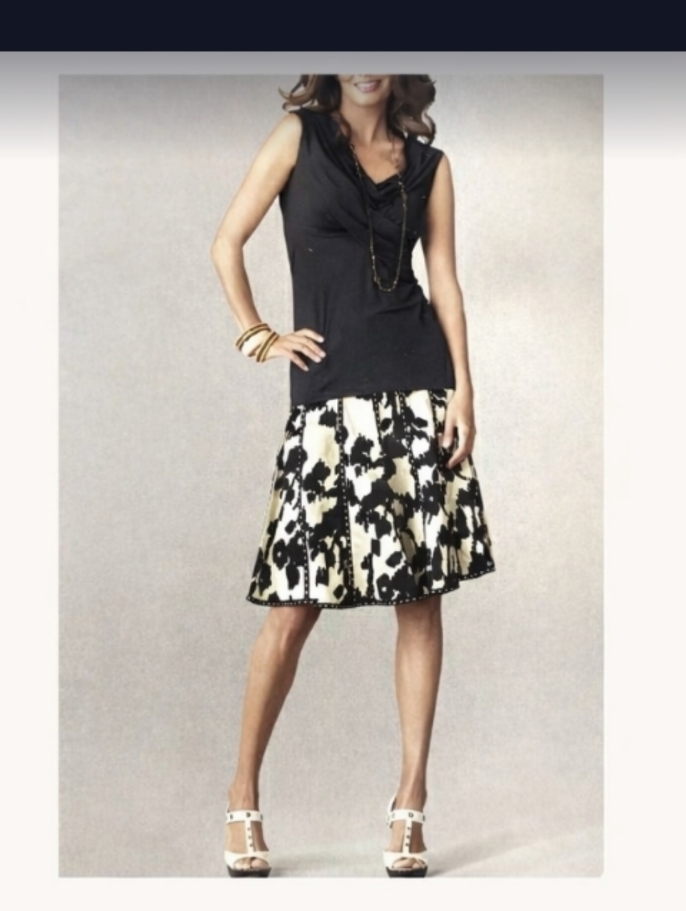 CAbi Dashing Skirt Black White Floral #937 | SIZE 4 - Picture 3 of 11
